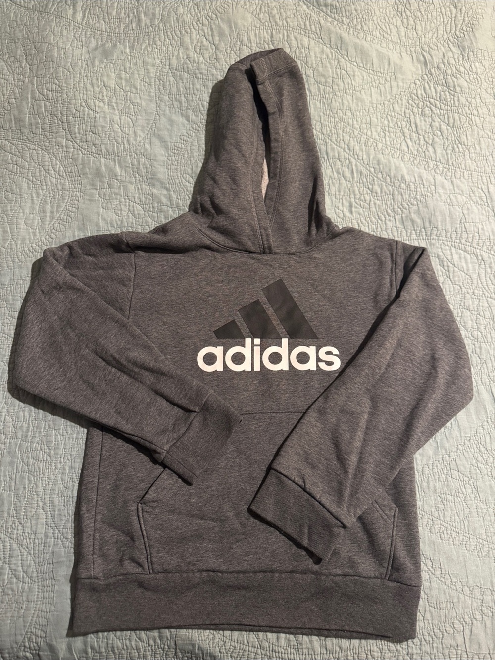 adidas Dark Gray Pullover Hoodie with Logo